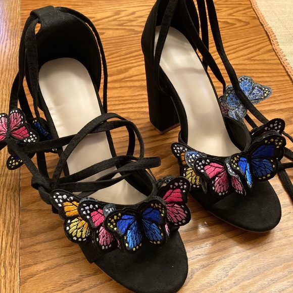 NWOT Rvidbe Scrappy Suede Chunky Butterfly Lace-Up Sandals, Sz 11 (Euro 42) - Picture 2 of 13